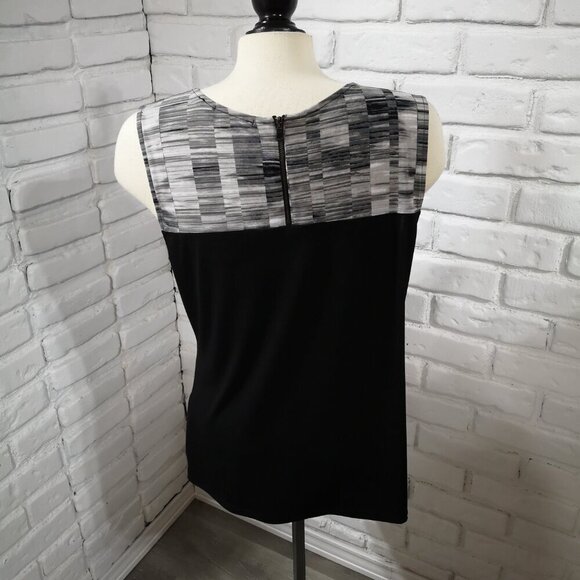 Tahari Ladies Size Large Grey & Black Pattern Sleeveless Tank top - Picture 2 of 10